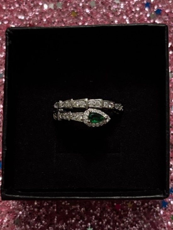 Anthropologie Jewelry - Snake Emerald & Diamond Ring